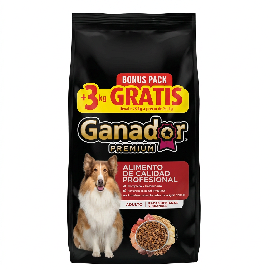 Ganador Premium adulto 23 kg — venta al mayoreo