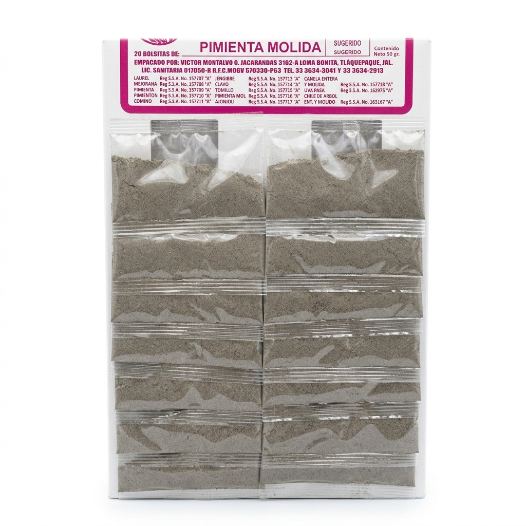 Cartera de pimienta molida con 20 sobres — venta al mayoreo
