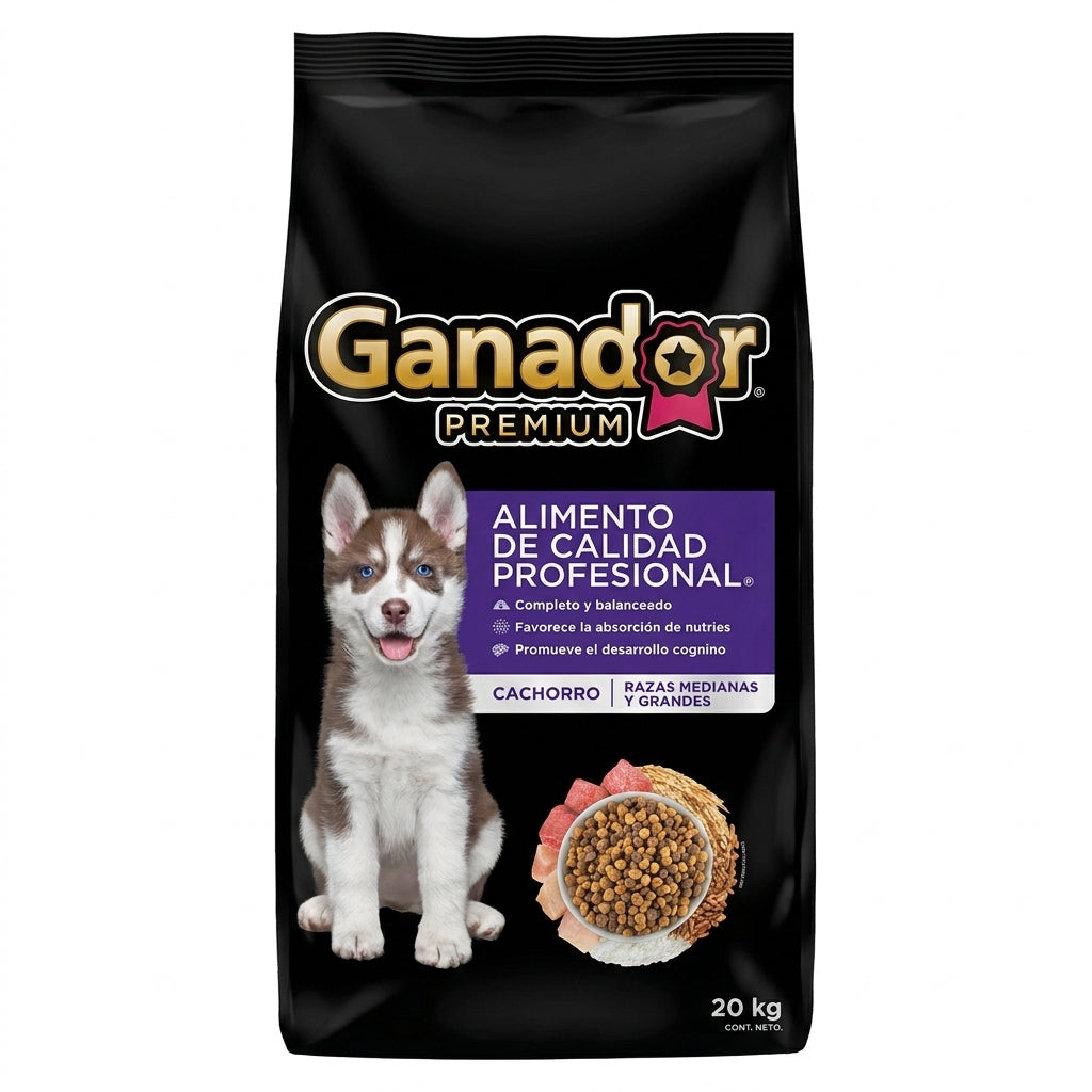 Ganador Premium cachorro (morado) 20 kg — venta al mayoreo