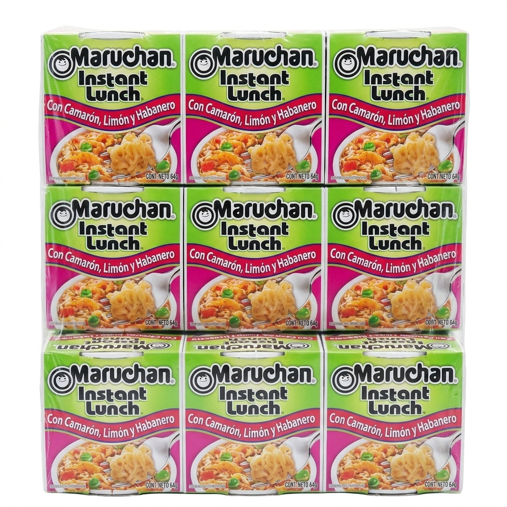 Maruchan Instant Lunch camarón limón habanero, caja 12 piezas — venta al mayoreo