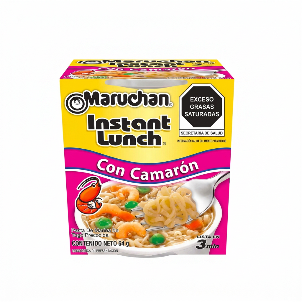 Maruchan Instant Lunch camarón sin chile, caja 12 piezas — venta al mayoreo